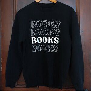 Indigo Books Bookworm Black Crewneck Sweater Sweatshirt. Size S